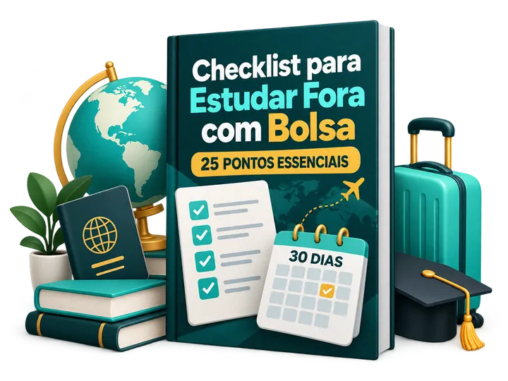 Capa: Checklist Para Estudar Fora com Bolsa