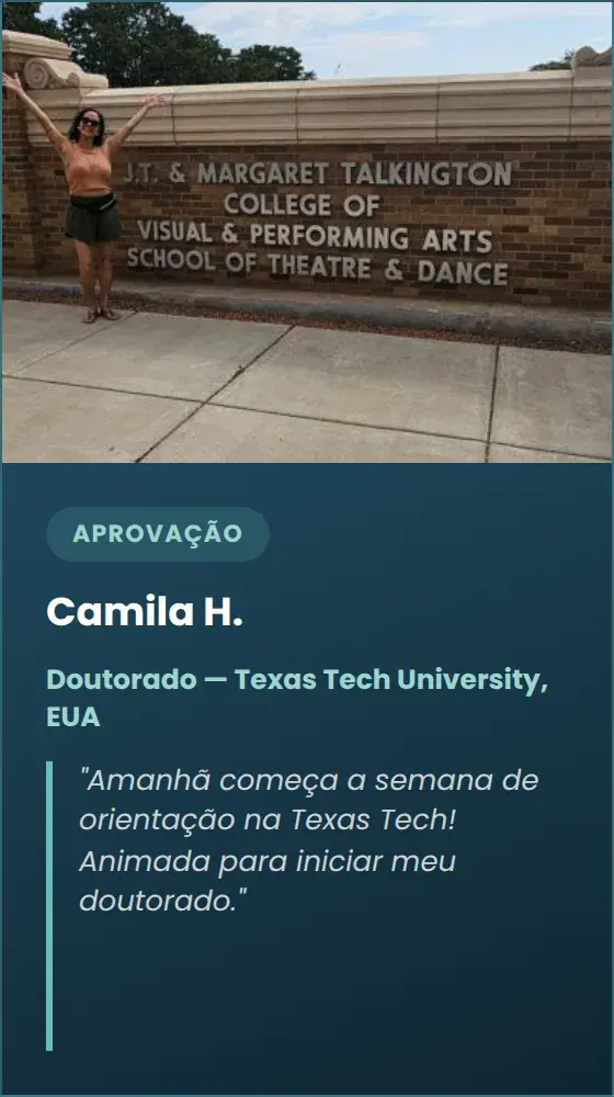 Camila H. — Doutorado — Texas Tech University, EUA