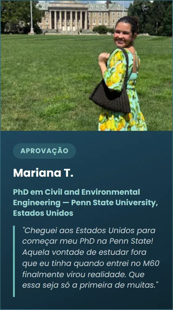 Mariana T. — PhD em Civil and Environmental Engineering — Penn State University, Estados Unidos