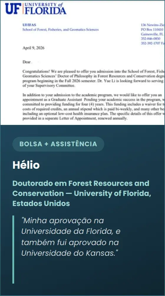 Hélio — Doutorado em Forest Resources and Conservation — University of Florida, Estados Unidos
