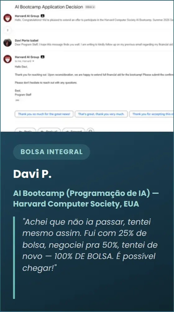 Davi P. — AI Bootcamp (Programação de IA) — Harvard Computer Society, EUA