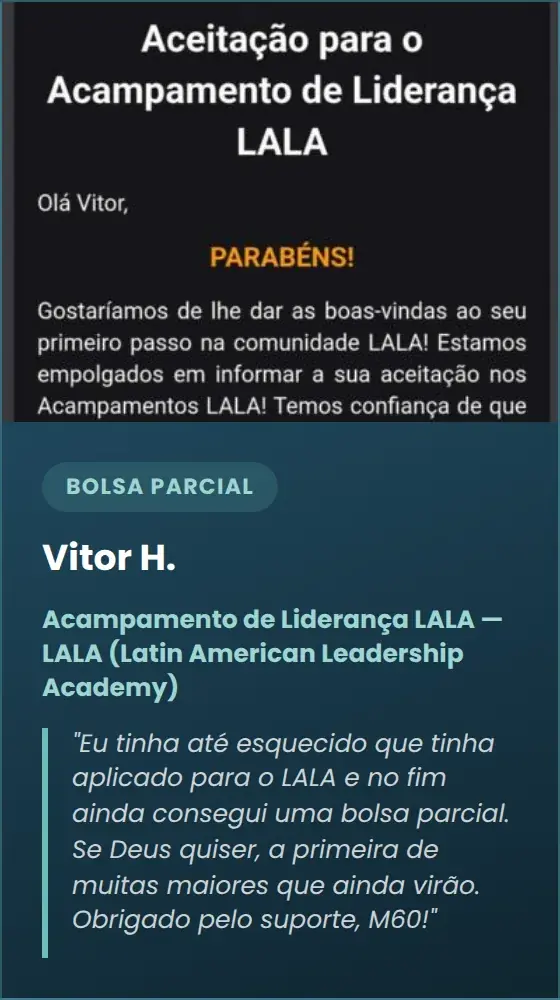 Vitor H. — Acampamento de Liderança LALA — LALA (Latin American Leadership Academy)