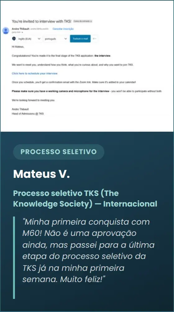 Mateus V. — Processo seletivo TKS (The Knowledge Society) — Internacional
