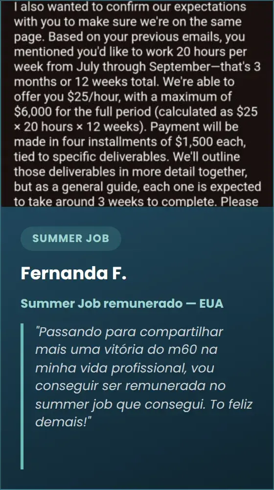 Fernanda F. — Summer Job remunerado — EUA