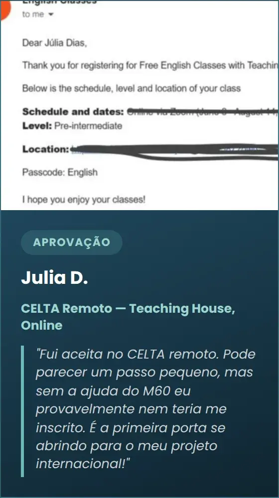Julia D. — CELTA Remoto — Teaching House, Online